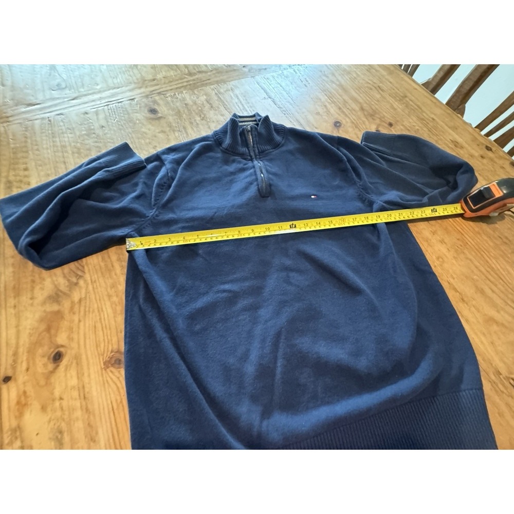 Tommy Hilfiger Pull Over Sweater Men's XL 1/4 Zip Up Mock Neck Navy Blue - Picture 4 of 7